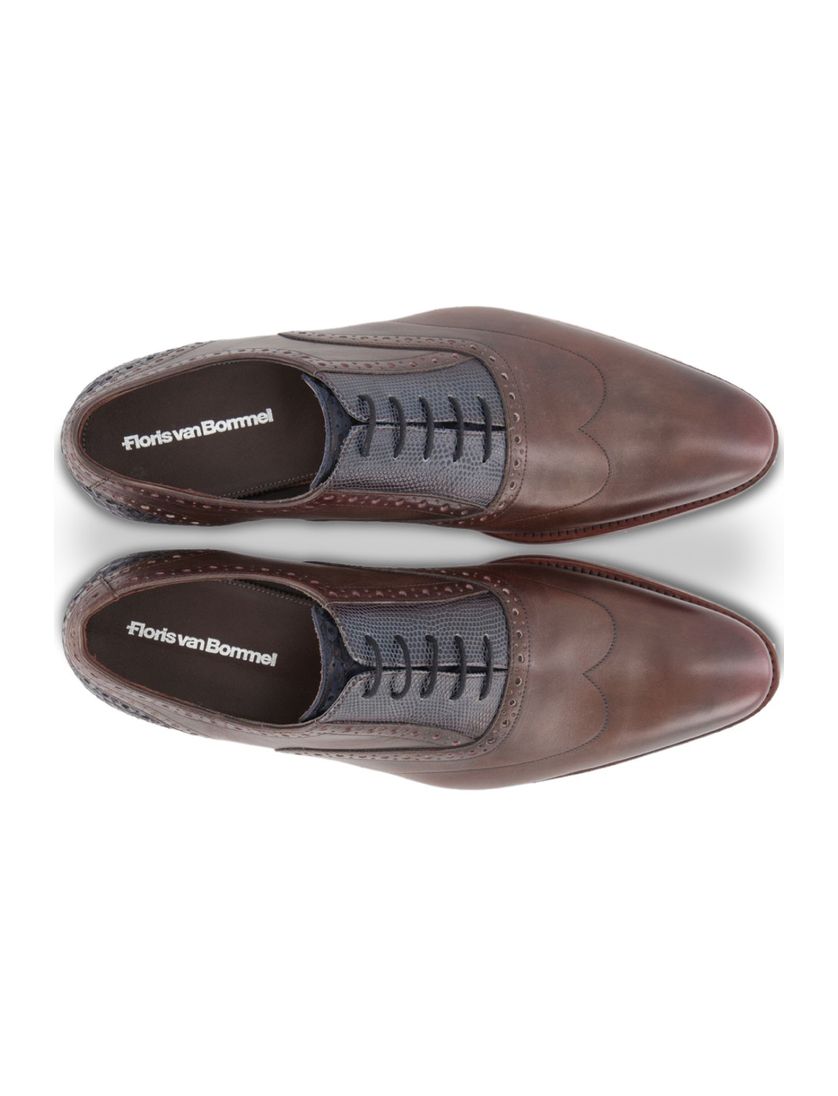 Donkerbruine Floris van Bommel veterschoenen leer