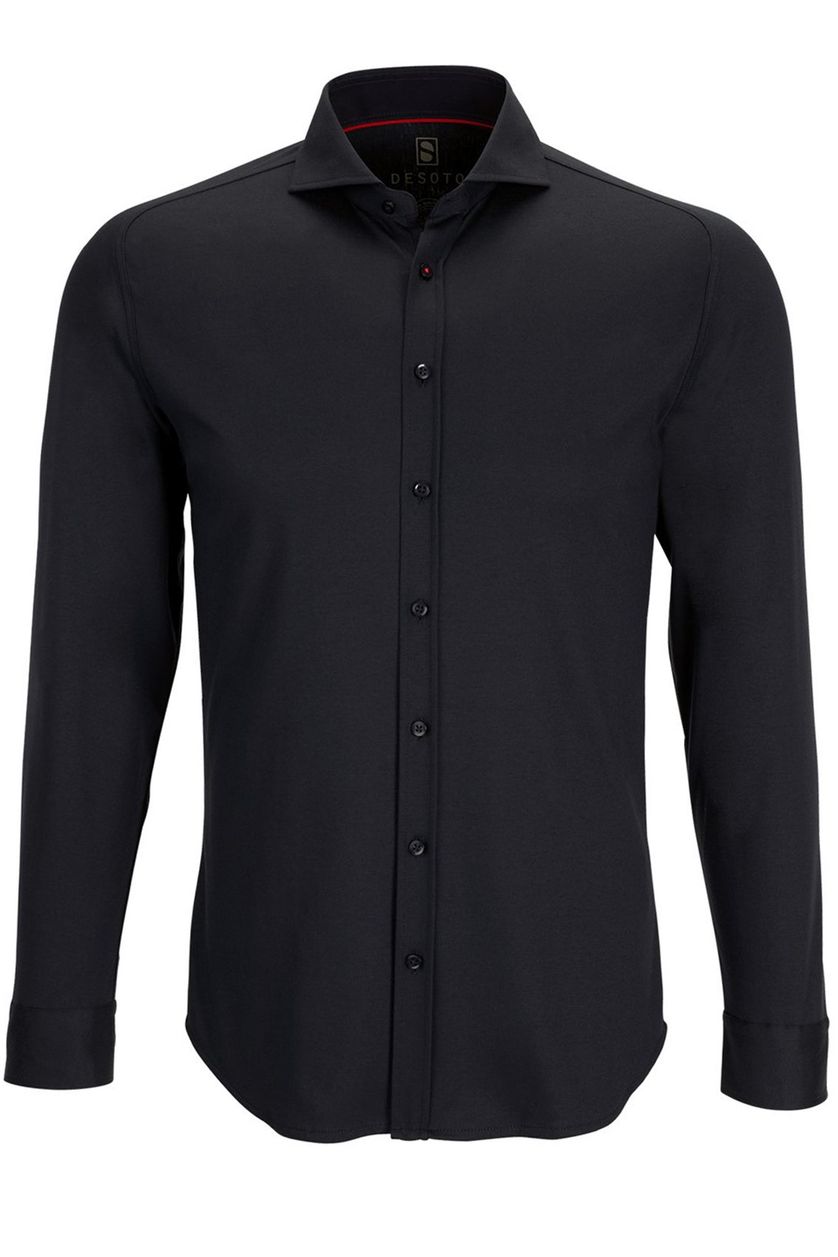 Desoto overhemd zwart effen katoen