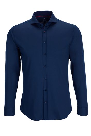 Overhemd Desoto jersey katoen donkerblauw