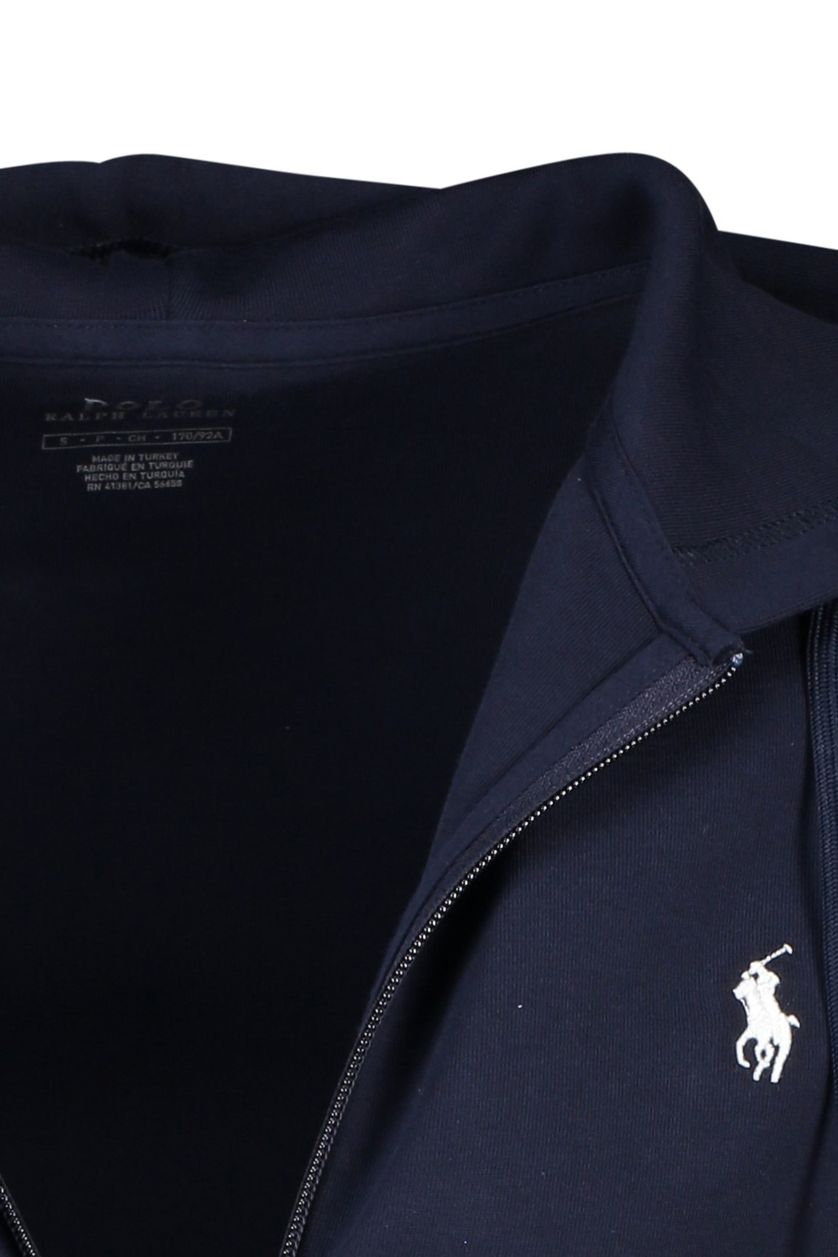 Polo Ralph Lauren vest donkerblauw effen katoen opstaande kraag rits met logo