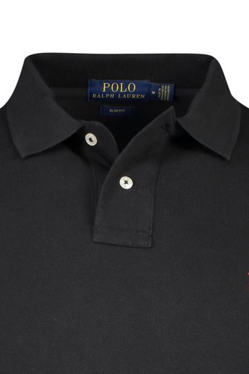 polo Polo Ralph Lauren zwart effen katoen slim fit