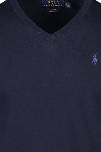 Ralph Lauren trui Slim Fit donkerblauw v-hals