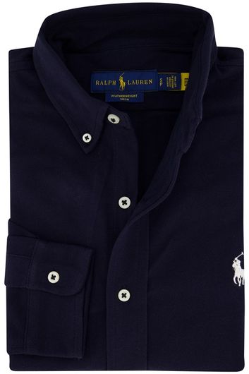 Polo Ralph Lauren casual overhemd wijde fit donkerblauw effen katoen 100%