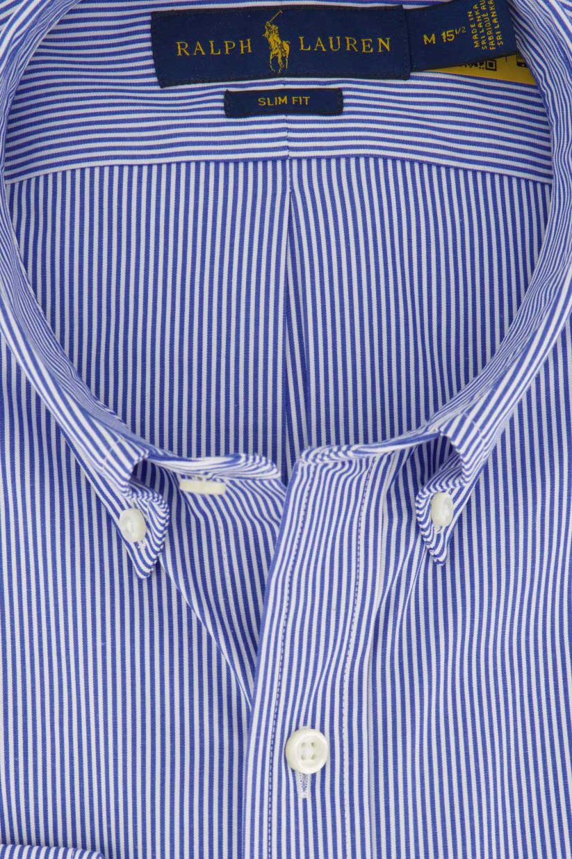 Overhemd Ralph Lauren blauw gestreept Slim Fit