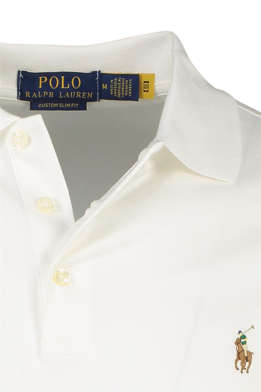 Polo Ralph Lauren polo katoen wit 3-knoops custom slim fit