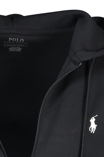 Polo Ralph Lauren vest opstaande kraag zwart rits effen katoen met logo