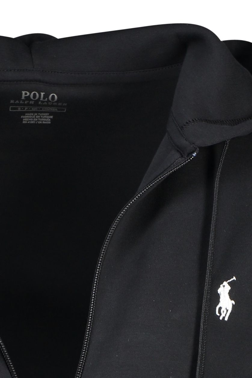Polo Ralph Lauren vest zwart effen katoen opstaande kraag rits met steekzakken