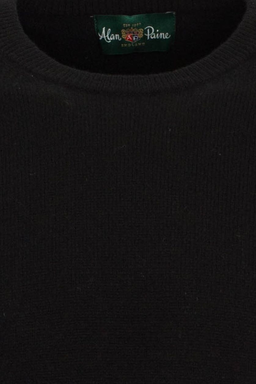 Alan Paine trui dorset zwart ronde hals lamswol