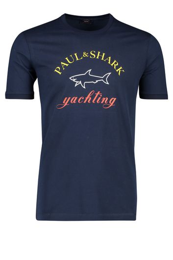 Paul & Shark T-shirt logo donkerblauw ronde hals