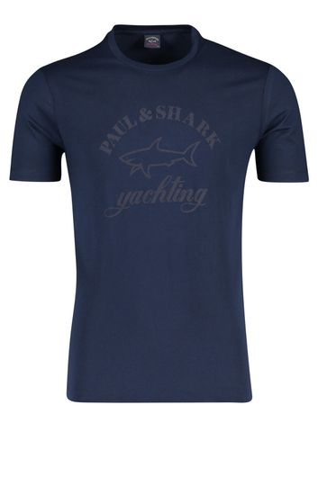Paul & Shark t-shirt o-hals logo print donkerblauw