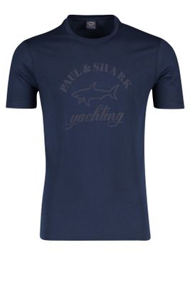 Paul & Shark Paul & Shark t-shirt o-hals logo print donkerblauw