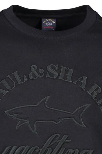 Paul & Shark trui zwart ronde hals print