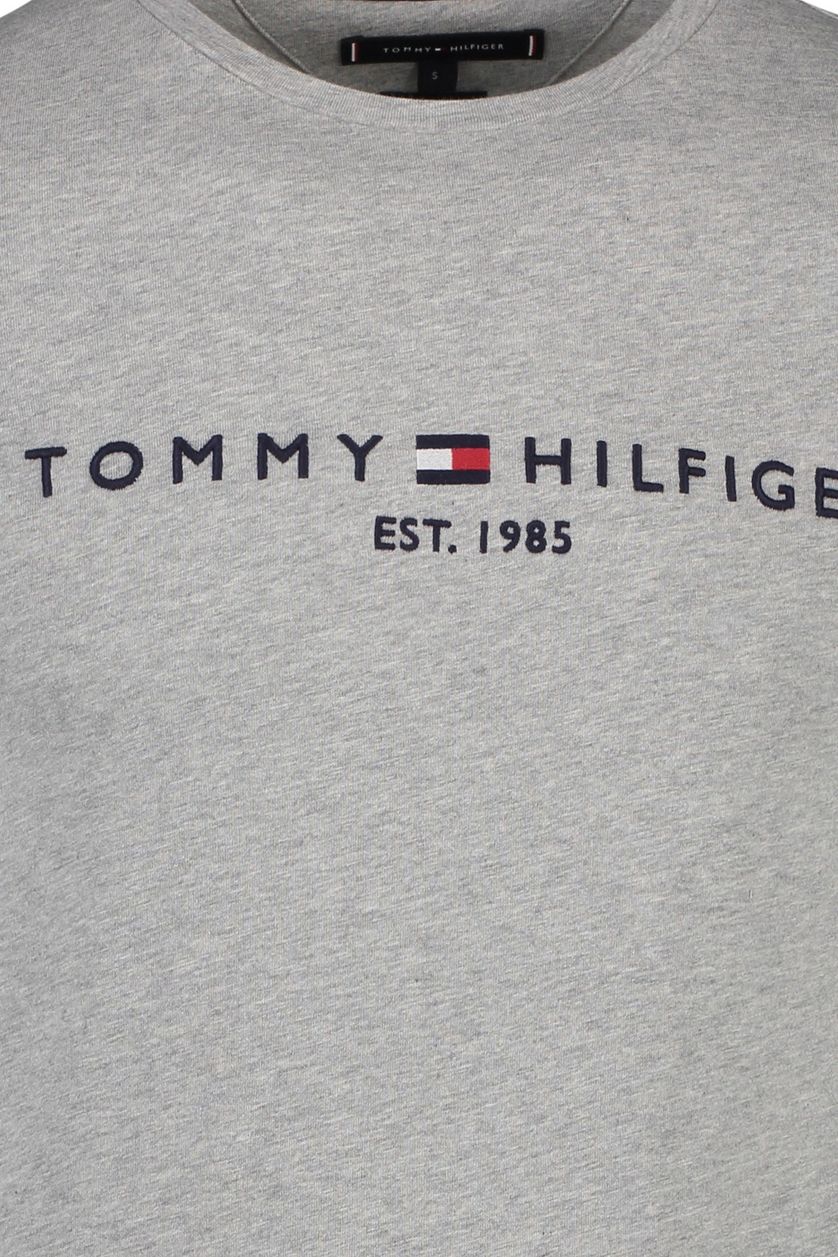 Tommy Hilfiger t-shirt grijs met logo ronde hals