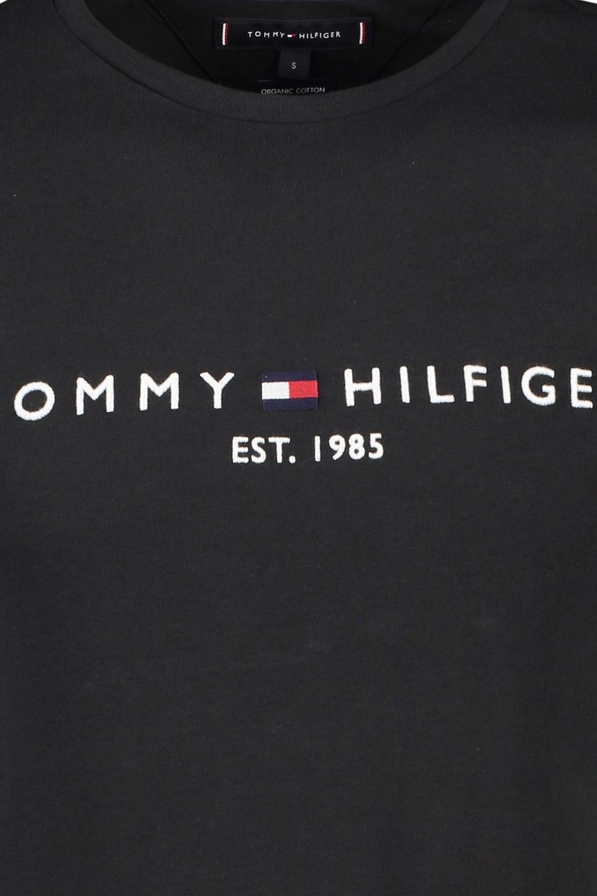 Tommy Hilfiger t-shirt ronde hals met logo zwart