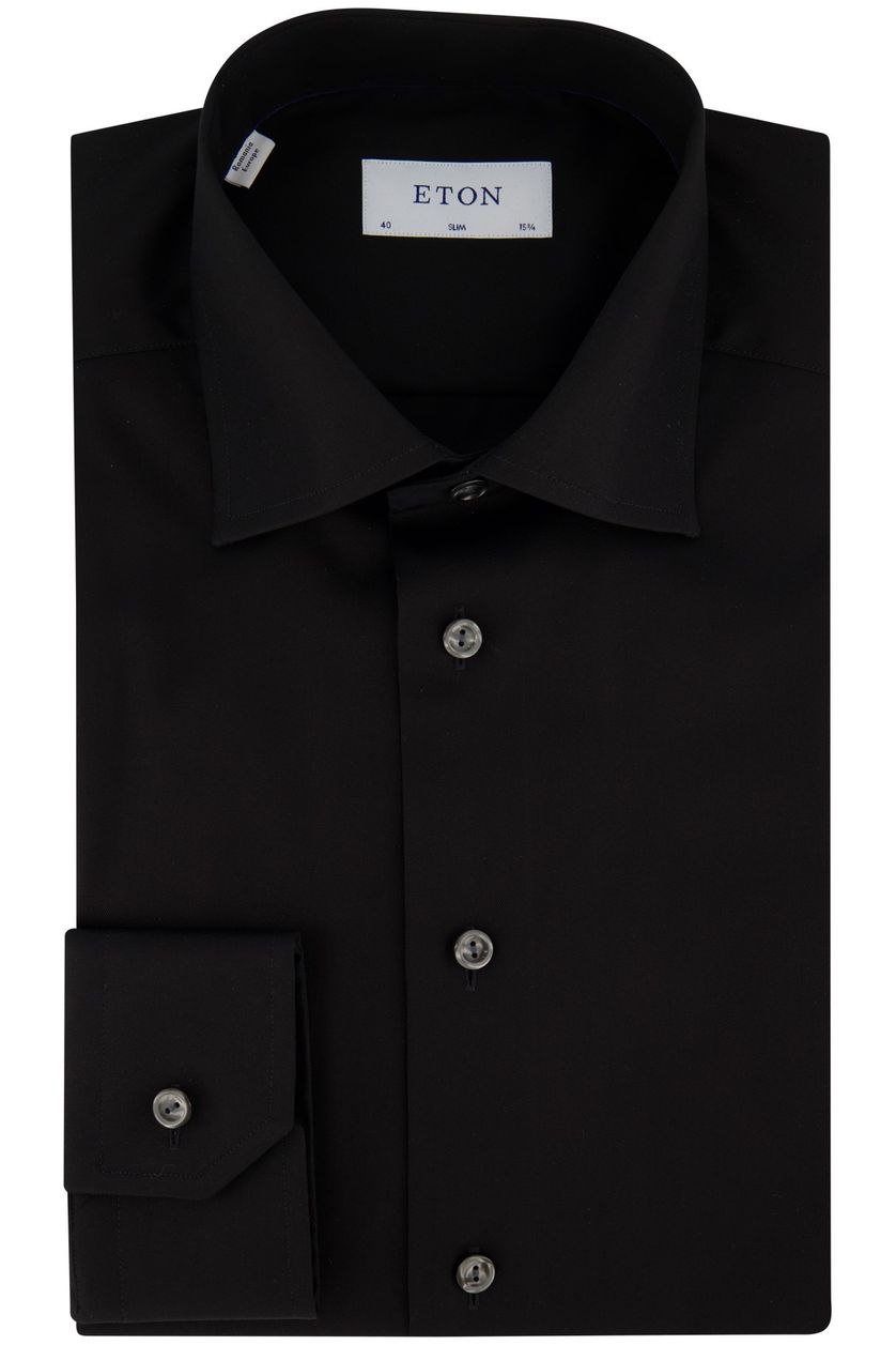 Eton overhemd dress zwart slim cut away