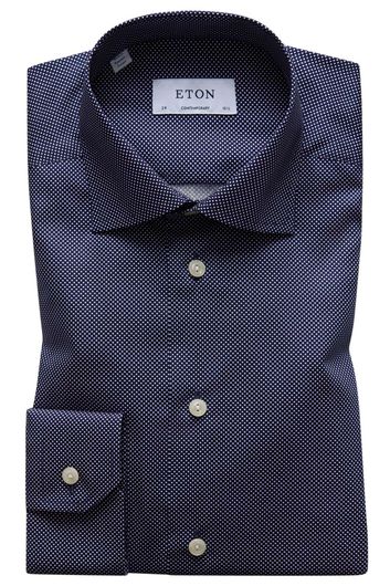 Eton overhemd donkerblauw met stip