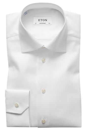 Overhemd Eton wit twill contemporary fit kreuk vrij