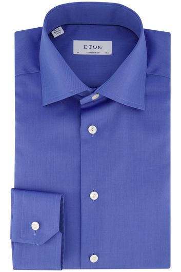 Eton business overhemd normale fit blauw effen katoen