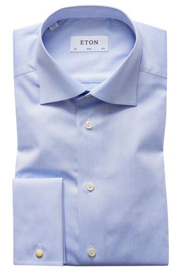 Lichtblauw shirt dubbele manchet Eton Slim Fit