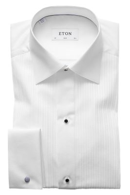 Eton Eton black tie shirt wit plissé slim fit