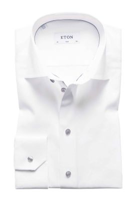 Eton Eton overhemd wit Slim Fit grijze details