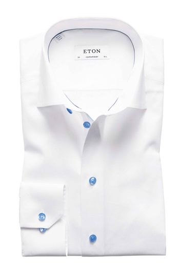 Eton overhemd wit Contemporary Fit blauwe knopen