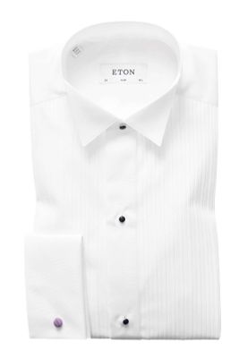 Eton Eton overhemd Slim Fit smoking plissé wit