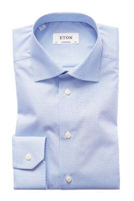 Eton Overhemd Eton blauw geruit Contemporary Fit
