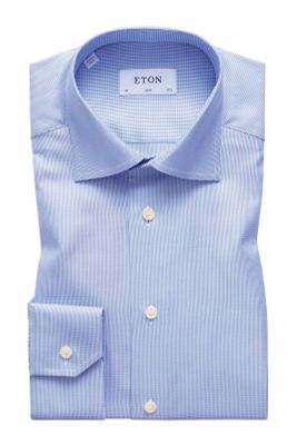 Eton Overhemd Eton Slim Fit blauw geruit twill