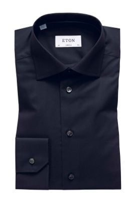 Eton Overhemd Eton zwart twill Super Slim Fit