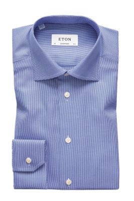 Eton Overhemd Eton blauw texture twill Contemporary Fit