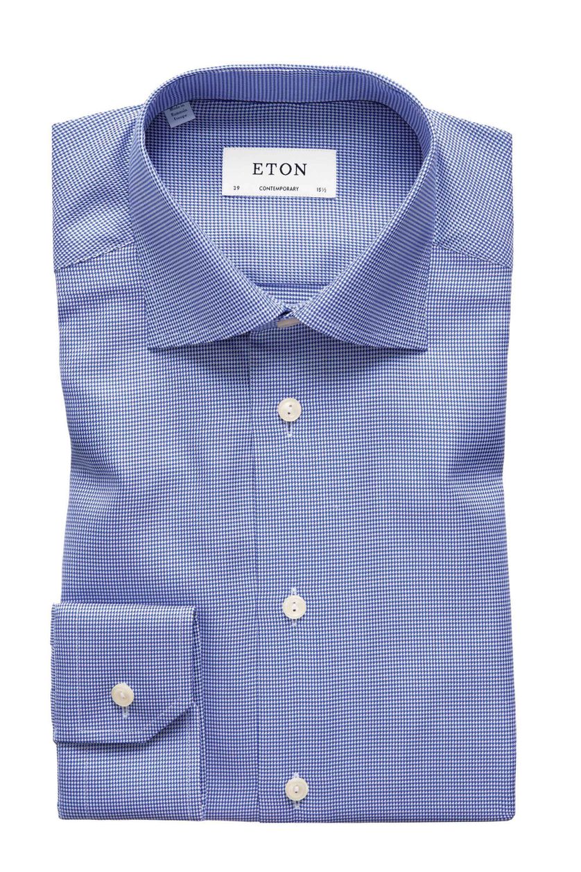Overhemd Eton blauw texture twill Contemporary Fit
