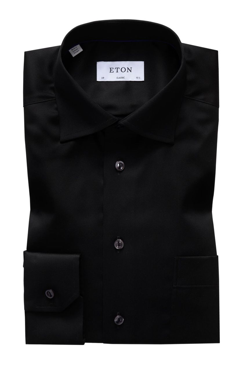 Eton overhemd zwart Classic Fit Signature Twill