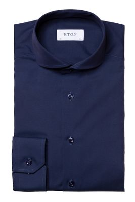 Eton business overhemd Eton donkerblauw effen katoen normale fit 