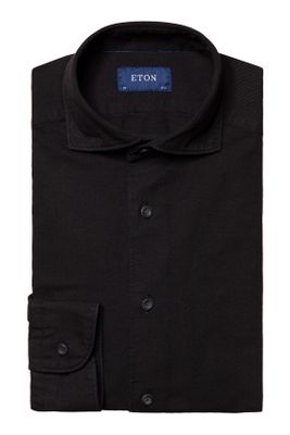 Eton Eton business overhemd zwart effen katoen slim fit