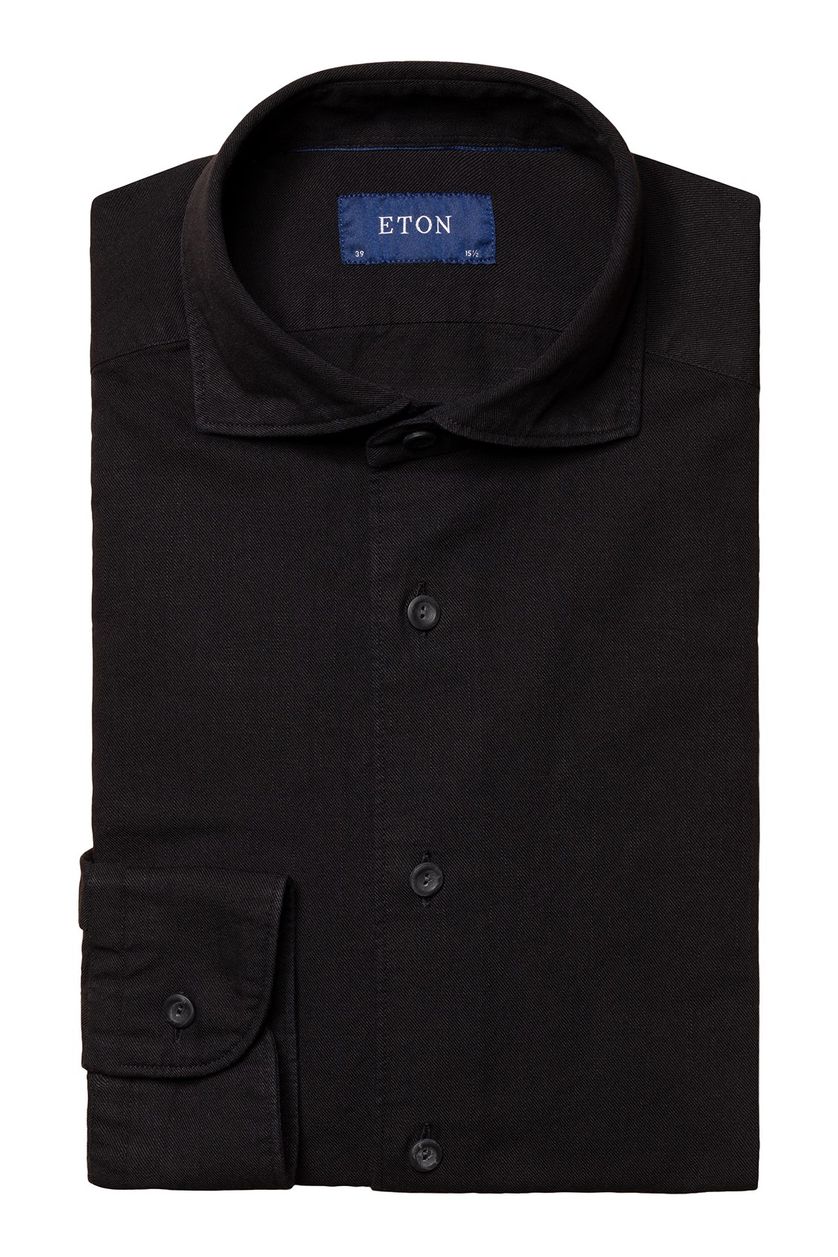 Eton business overhemd zwart effen katoen slim fit