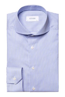 Eton Eton business overhemd lichtblauw gestreept katoen slim fit