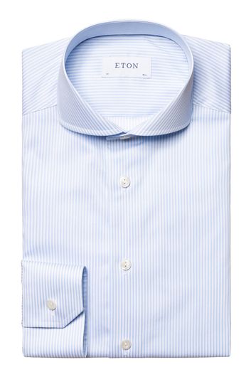 business overhemd Eton lichtblauw gestreept katoen normale fit 