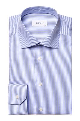 Eton Eton business overhemd normale fit blauw wit gestreept katoen
