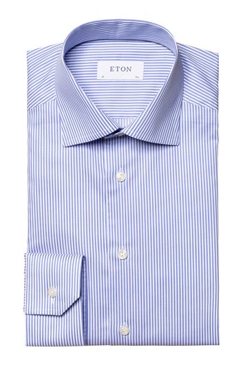 business overhemd Eton lichtblauw gestreept katoen slim fit 