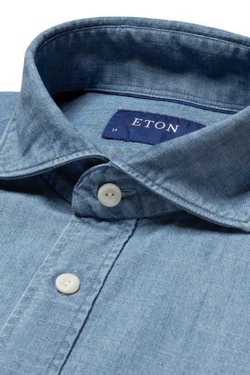business overhemd Eton lichtblauw effen katoen normale fit 