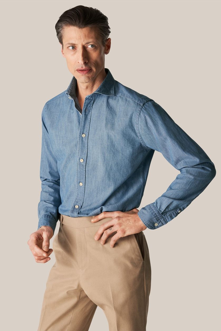 Eton business overhemd lichtblauw uni 100% katoen slim fit