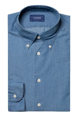 Eton Eton business overhemd slim fit blauw uni button down boord