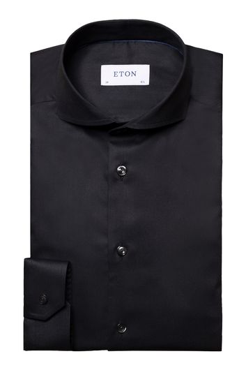 Eton business overhemd super slim fit zwart effen katoen