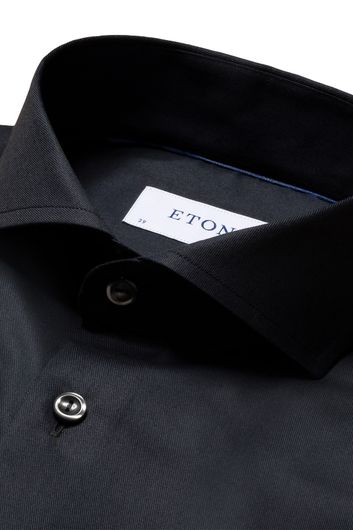 Eton business overhemd super slim fit zwart effen katoen