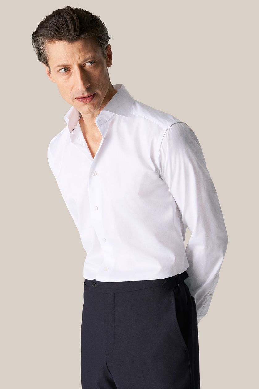 Eton business overhemd wit effen katoen slim fit