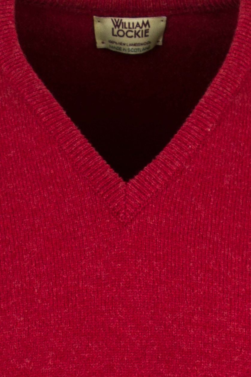 William Lockie trui v-hals rood lamswol