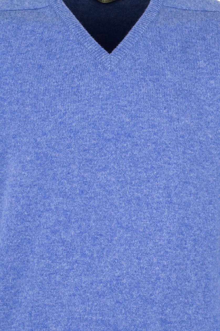 William Lockie pullover blauw v-hals lamswol