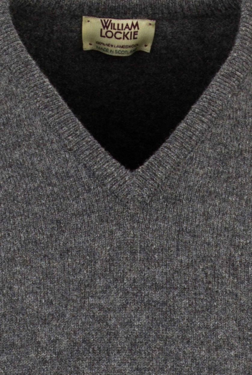 William Lockie lamswollen trui grijs melange vhals