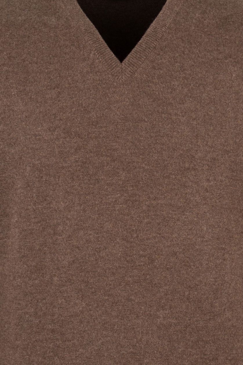 William Lockie trui bruin v-hals cashmere